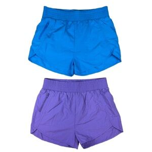 Zenana Women’s Athletic Shorts Lot 2 Blue Purple 1X Zipper Pockets NEW